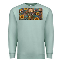 Seafoam Cow With Aztec Leopard And Sunflower Premium Sweatshirt - RanaPortraitStore