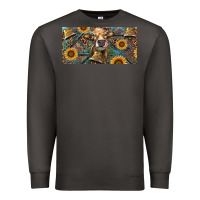Smoke Cow With Aztec Leopard And Sunflower Premium Sweatshirt - RanaPortraitStore