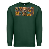 Sports Green Cow With Aztec Leopard And Sunflower Premium Sweatshirt - RanaPortraitStore