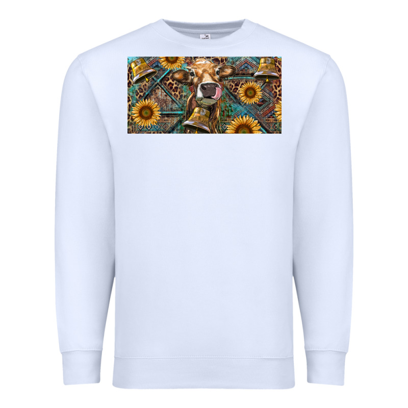 Cow With Aztec Leopard And Sunflower Premium Sweatshirt by RanaPortraitStore | Teevron