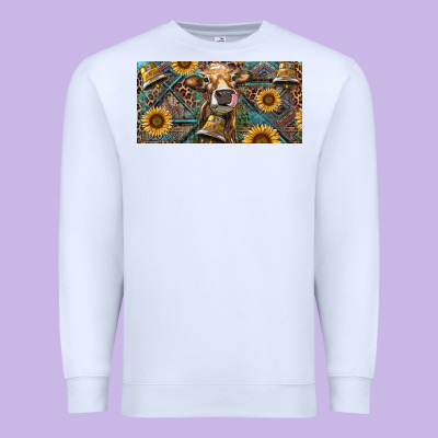 Premium Sweatshirt Cow With Aztec Leopard And Sunflower