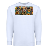 White Cow With Aztec Leopard And Sunflower Premium Sweatshirt - RanaPortraitStore