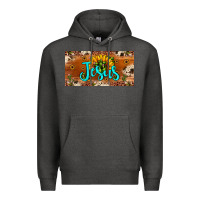 Charcoal Heather jesus Premium Hoodie - JahusDesignShop