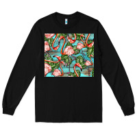 Black flamingos with leaves Long Sleeve Tee - BarkalooDesign