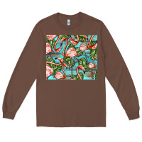 Chestnut flamingos with leaves Long Sleeve Tee - BarkalooDesign