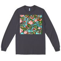 Smoke flamingos with leaves Long Sleeve Tee - BarkalooDesign