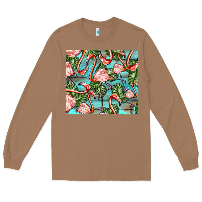 Flamingos With Leaves Long Sleeve Tee by BarkalooDesign | Teevron