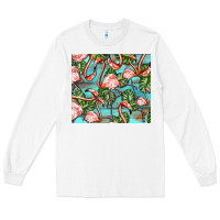 White flamingos with leaves Long Sleeve Tee - BarkalooDesign