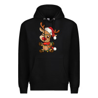 Black baby christmas reindeer Premium Hoodie - AdoDesignShop
