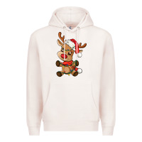 Pale Pink baby christmas reindeer Premium Hoodie - AdoDesignShop