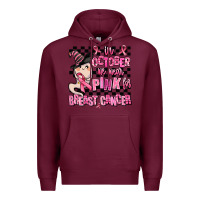 Burgundy in october we wear pink for breast cancer Premium Hoodie - AdoDesignShop
