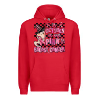 Red in october we wear pink for breast cancer Premium Hoodie - AdoDesignShop