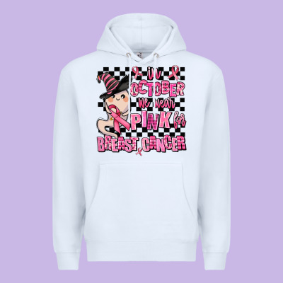 In October We Wear Pink For Breast Cancer Premium Hoodie Designed By Adodesignshop