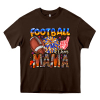 Chocolate Brown football mama Heavy Core Tee - CowhideDigitalArt