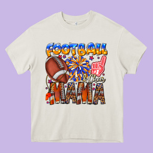 Football Mama Heavy Core Tee Designed By Cowhidedigitalart