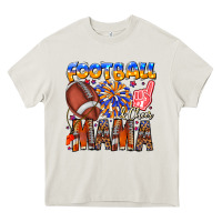 Cream football mama Heavy Core Tee - CowhideDigitalArt