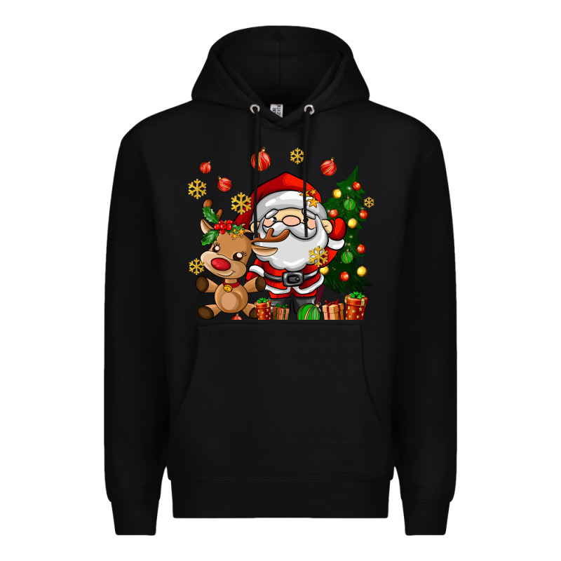 Santa And Reindeer Premium Hoodie by AdoDesignShop | Teevron