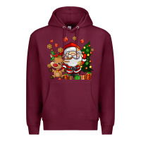 Burgundy santa and reindeer Premium Hoodie - AdoDesignShop