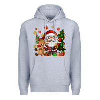 Heather Grey santa and reindeer Premium Hoodie - AdoDesignShop