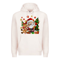 Pale Pink santa and reindeer Premium Hoodie - AdoDesignShop