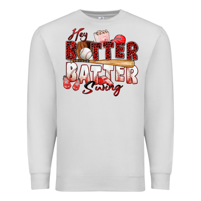 Hey Batter Batter Swing Baseball Premium Sweatshirt by Zillion Design Studio | Teevron