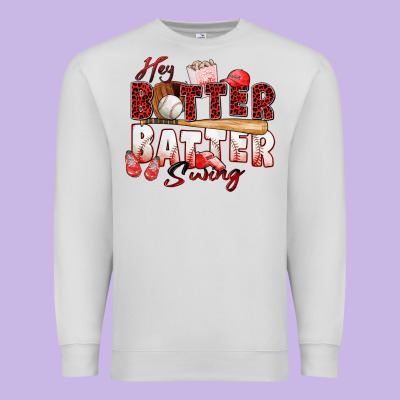 Hey Batter Batter Swing Baseball Premium Sweatshirt Designed By Zillion Design Studio