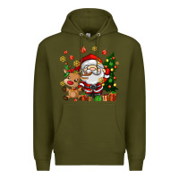 Army Green santa and reindeer Premium Hoodie - AdoDesignShop