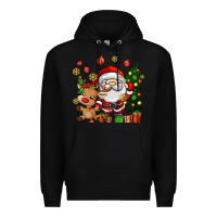 Black santa and reindeer Premium Hoodie - AdoDesignShop