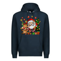 Navy santa and reindeer Premium Hoodie - AdoDesignShop