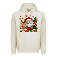 Oatmeal Heather santa and reindeer Premium Hoodie - AdoDesignShop
