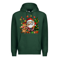 Sports Green santa and reindeer Premium Hoodie - AdoDesignShop
