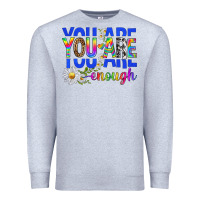 Heather Grey you are enough with daisies Premium Sweatshirt - texasbilliewilder