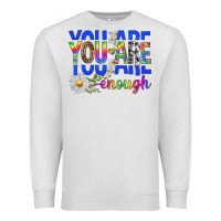 Oatmeal Heather you are enough with daisies Premium Sweatshirt - texasbilliewilder