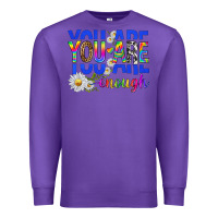Purple you are enough with daisies Premium Sweatshirt - texasbilliewilder