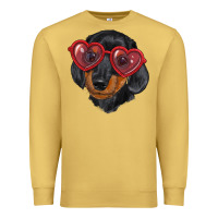 Antique Gold Dachshund with love glasses Premium Sweatshirt - RanaPortraitStore