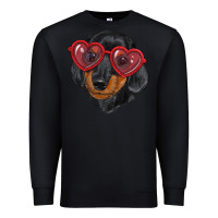Black Dachshund with love glasses Premium Sweatshirt - RanaPortraitStore
