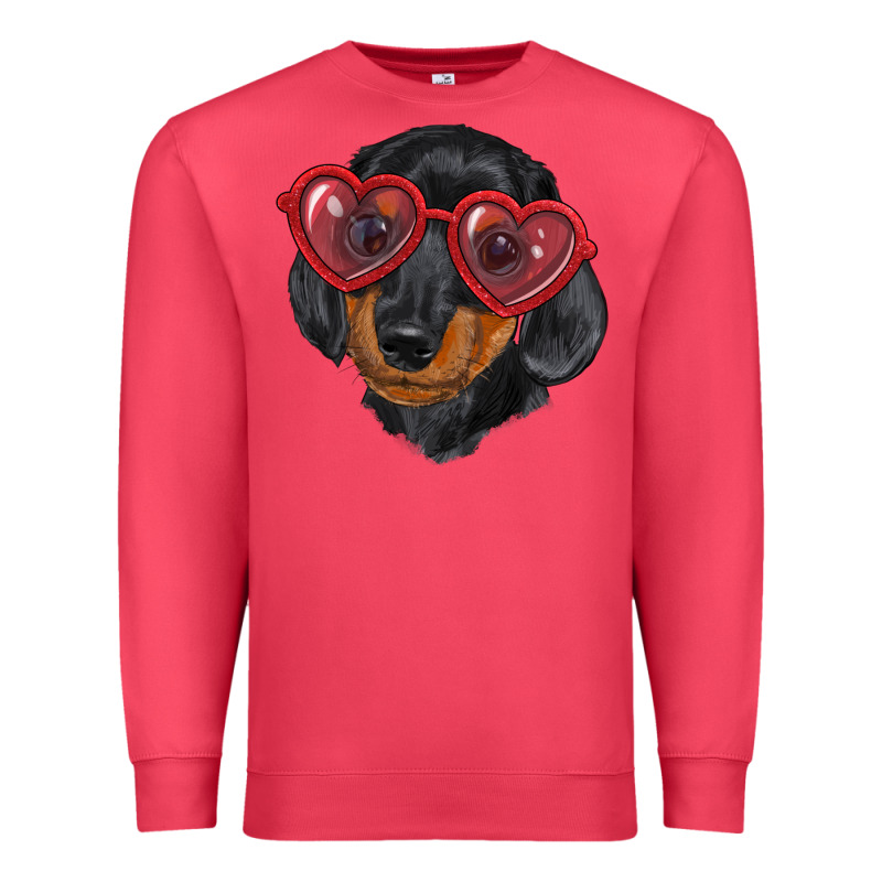 Dachshund With Love Glasses Premium Sweatshirt by RanaPortraitStore | Teevron