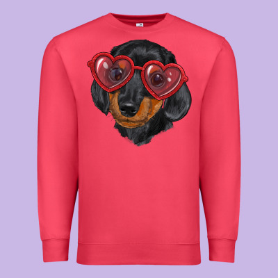 Premium Sweatshirt Dachshund with love glasses