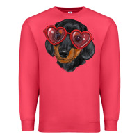 Cardinal Dachshund with love glasses Premium Sweatshirt - RanaPortraitStore