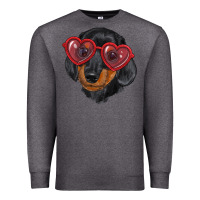 Charcoal Heather Dachshund with love glasses Premium Sweatshirt - RanaPortraitStore