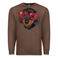 Chestnut Dachshund with love glasses Premium Sweatshirt - RanaPortraitStore