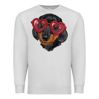 Dove Grey Dachshund with love glasses Premium Sweatshirt - RanaPortraitStore