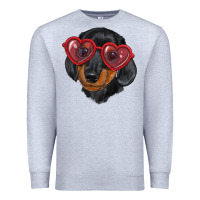 Heather Grey Dachshund with love glasses Premium Sweatshirt - RanaPortraitStore