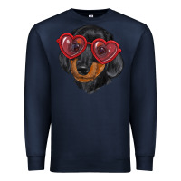 Navy Dachshund with love glasses Premium Sweatshirt - RanaPortraitStore