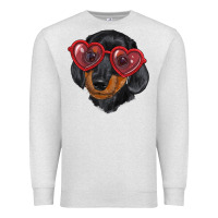 Oatmeal Heather Dachshund with love glasses Premium Sweatshirt - RanaPortraitStore