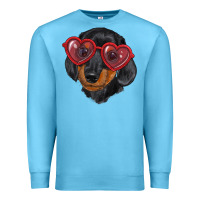 Ocean Blue Dachshund with love glasses Premium Sweatshirt - RanaPortraitStore