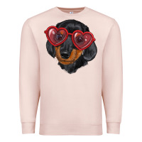 Pale Pink Dachshund with love glasses Premium Sweatshirt - RanaPortraitStore