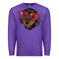Purple Dachshund with love glasses Premium Sweatshirt - RanaPortraitStore