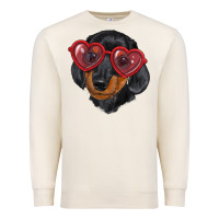 Sandshell Dachshund with love glasses Premium Sweatshirt - RanaPortraitStore