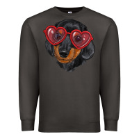 Smoke Dachshund with love glasses Premium Sweatshirt - RanaPortraitStore